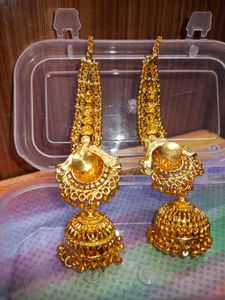 Exquisite Gold Tone Jhumka Earrings