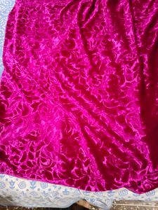 Vibrant Pink Velvet dress material piece cloth