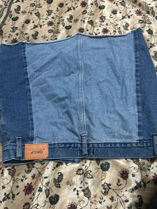 Patchwork Denim Mini Skirt