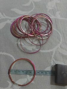 Pink Magenta Glass Bangles Set of 13