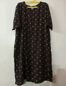 Brown Embroidered Long Top / Kurti 4XL