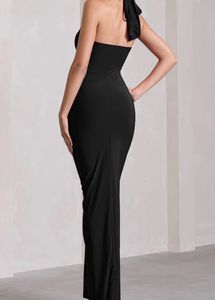 Elegant Black Halter Maxi Dress