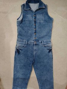 Sleeveless Denim Jumpsuit