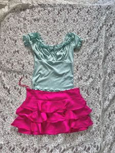 Ruffled Pink Mini Skirt