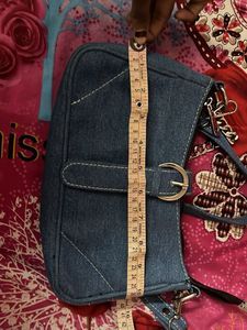 Denim Shoulder Bag with Chain