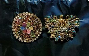 Vintage Rhinestone Hair Brooch Set