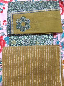 Stylish Mustard Printed Kurta Set(unstitched)