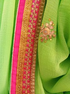 Beautiful Green Embroidered Saree