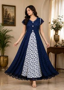 🇳🇿💫🎀Elegant Navy Blue Printed Kurta