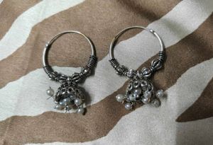 oxidized hoop jhumka earrings