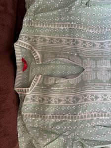 W branded Mint  Green embellished Kurti