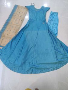 Beautiful Blue Designer Anarkali Suit Set with Dup