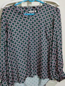 Chic Geometric Print Long Sleeve Top