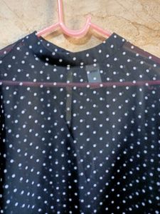 Chic Polka Dot Sheer Top, puff sleeves