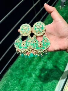 Stunning Green Jhumka Earrings