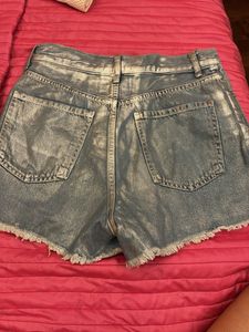 Zara Denim Shorts with Silver Sheen