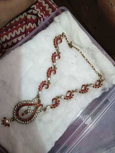 Elegant Red &amp; White Stone Jewellery Set