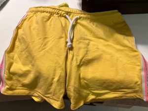 Yellow Shorts with Side Stripes