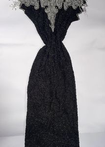 Elegant Beaded Black Evening Dress