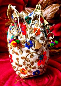 Floral Embroidered Potli Bag