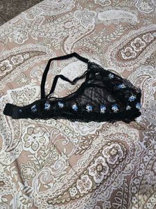 Netted Embroidered Bra