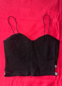 Padded Sparkling Black Crop Top