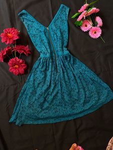 Teal Lace V-Neck Dress