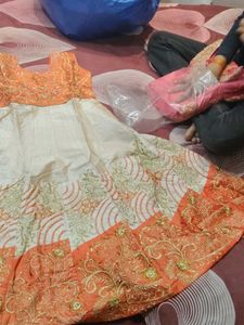 Festive Orange &amp; White Dress