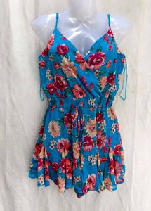 Blue Floral Print Summer romper