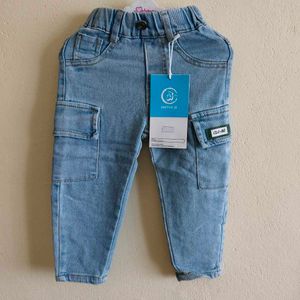 Unisex Light Wash Denim Cargo Pants