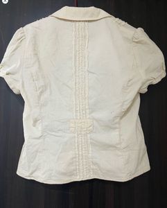 Chic Cream Corduroy Button-Up Top