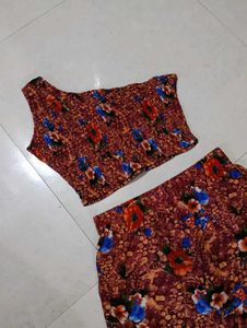 Floral One Shoulder Crop Top &amp; Skirt Set