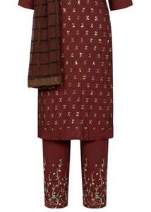 Maroon Kurta Set with Embellishments