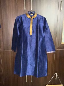 Manyavar Boys Blue Silk Kurta pyjama