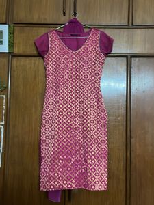Vibrant Purple Palazzos with Pink Border