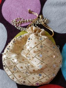 Golden Cream Potli Bag