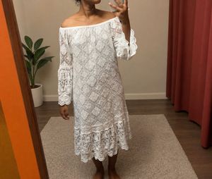 Bohemian White Lace Midi Dress
