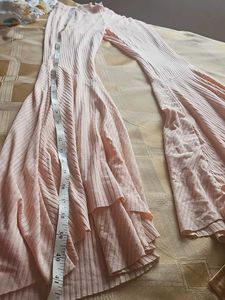 Peach Ribbed Flare Pants