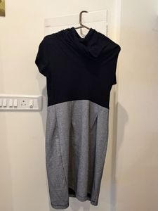 Chic Black and Grey Two-Tone Dress