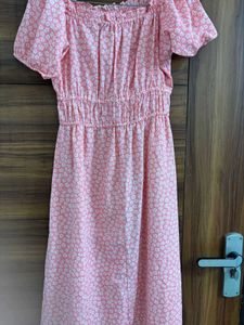 Pink floral midi dress