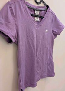 Adidas Women's Purple V-Neck T-Shirt