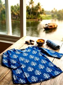 Blue Tree Print Cotton Kurta💙🤩⚡