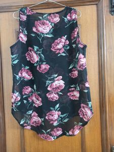 Floral Print High Low Top