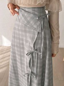 y2k Gray Plaid Wrap Skirt