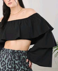 Chic Off-Shoulder Ruffle Crop Top