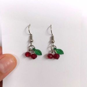 🌿🍒 Unique Handmade Cherry Earrings ✨