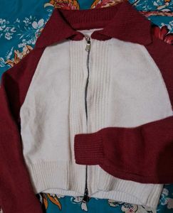 Red & White Zip-Up Jacket