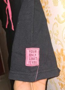 Black Hoodie Dress with Pink Accents