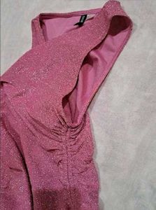 brand new (H&amp;M)Sparkly Pink Ruched Mini Dress