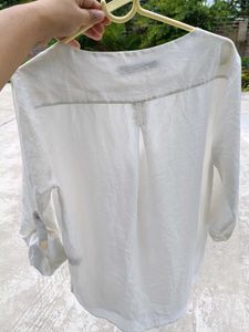 White Studded Shoulder V-Neck Top